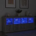 vidaXL Servantă cu lumini LED, gri sonoma, 163x37x67 cm vidaXL Servantă cu lumini LED, gri sonoma, 163x37x67 cm