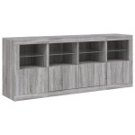 vidaXL Servantă cu lumini LED, gri sonoma, 163x37x67 cm vidaXL Servantă cu lumini LED, gri sonoma, 163x37x67 cm