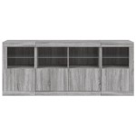vidaXL Servantă cu lumini LED, gri sonoma, 163x37x67 cm vidaXL Servantă cu lumini LED, gri sonoma, 163x37x67 cm