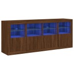vidaXL Servantă cu lumini LED, stejar maro, 163x37x67 cm vidaXL Servantă cu lumini LED, stejar maro, 163x37x67 cm