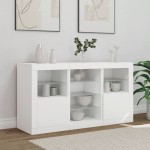vidaXL Servantă cu lumini LED, alb, 123x37x67 cm