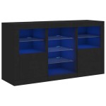 vidaXL Servantă cu lumini LED, negru, 123x37x67 cm vidaXL Servantă cu lumini LED, negru, 123x37x67 cm