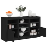 vidaXL Servantă cu lumini LED, negru, 123x37x67 cm vidaXL Servantă cu lumini LED, negru, 123x37x67 cm