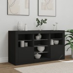 vidaXL Servantă cu lumini LED, negru, 123x37x67 cm vidaXL Servantă cu lumini LED, negru, 123x37x67 cm