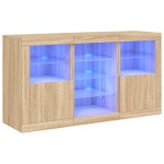 vidaXL Servantă cu lumini LED, stejar sonoma, 123x37x67 cm