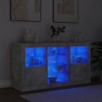 vidaXL Servantă cu lumini LED, gri beton, 123x37x67 cm vidaXL Servantă cu lumini LED, gri beton, 123x37x67 cm