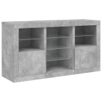 vidaXL Servantă cu lumini LED, gri beton, 123x37x67 cm vidaXL Servantă cu lumini LED, gri beton, 123x37x67 cm