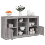 vidaXL Servantă cu lumini LED, gri sonoma, 123x37x67 cm vidaXL Servantă cu lumini LED, gri sonoma, 123x37x67 cm