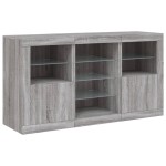 vidaXL Servantă cu lumini LED, gri sonoma, 123x37x67 cm vidaXL Servantă cu lumini LED, gri sonoma, 123x37x67 cm
