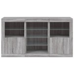 vidaXL Servantă cu lumini LED, gri sonoma, 123x37x67 cm vidaXL Servantă cu lumini LED, gri sonoma, 123x37x67 cm
