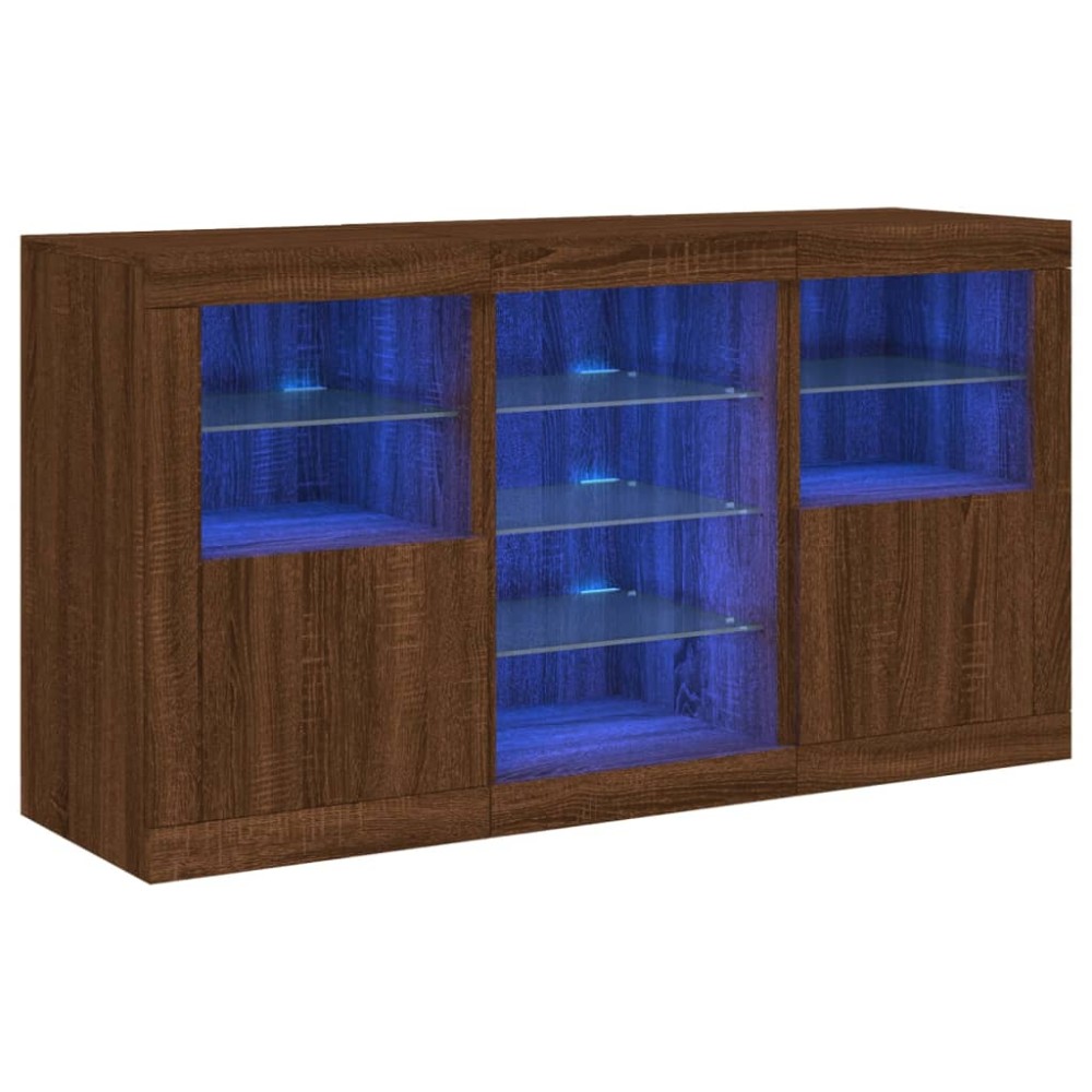 vidaXL Dulap cu lumini LED, stejar maro, 123x37x67 cm