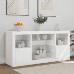 vidaXL Servantă cu lumini LED, alb, 142,5x37x67 cm