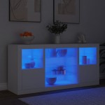 vidaXL Servantă cu lumini LED, alb, 142,5x37x67 cm