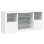 vidaXL Servantă cu lumini LED, alb, 142,5x37x67 cm