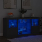 vidaXL Servantă cu lumini LED, negru, 142,5x37x67 cm vidaXL Servantă cu lumini LED, negru, 142,5x37x67 cm