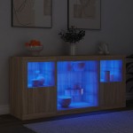 vidaXL Servantă cu lumini LED, stejar sonoma, 142,5x37x67 cm