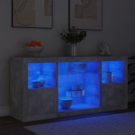 vidaXL Servantă cu lumini LED, gri beton, 142,5x37x67 cm