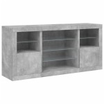 vidaXL Servantă cu lumini LED, gri beton, 142,5x37x67 cm