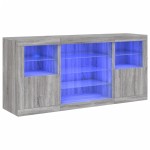 vidaXL Servantă cu lumini LED, gri sonoma, 142,5x37x67 cm vidaXL Servantă cu lumini LED, gri sonoma, 142,5x37x67 cm
