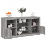 vidaXL Servantă cu lumini LED, gri sonoma, 142,5x37x67 cm vidaXL Servantă cu lumini LED, gri sonoma, 142,5x37x67 cm