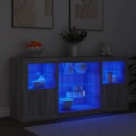 vidaXL Servantă cu lumini LED, gri sonoma, 142,5x37x67 cm vidaXL Servantă cu lumini LED, gri sonoma, 142,5x37x67 cm