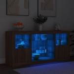 vidaXL Servantă cu lumini LED, stejar maro, 142,5x37x67 cm vidaXL Servantă cu lumini LED, stejar maro, 142,5x37x67 cm