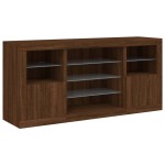 vidaXL Servantă cu lumini LED, stejar maro, 142,5x37x67 cm vidaXL Servantă cu lumini LED, stejar maro, 142,5x37x67 cm