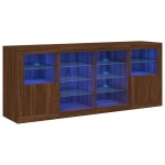 vidaXL Servantă cu lumini LED, stejar maro, 163x37x67 cm vidaXL Servantă cu lumini LED, stejar maro, 163x37x67 cm