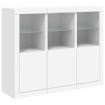 vidaXL Servantă cu lumini LED, 3 buc., alb, lemn prelucrat vidaXL Servantă cu lumini LED, 3 buc., alb, lemn prelucrat
