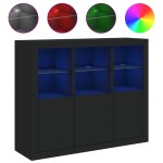 vidaXL Servantă cu lumini LED, 3 buc., negru, lemn prelucrat vidaXL Servantă cu lumini LED, 3 buc., negru, lemn prelucrat