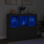 vidaXL Servantă cu lumini LED, 3 buc., negru, lemn prelucrat vidaXL Servantă cu lumini LED, 3 buc., negru, lemn prelucrat