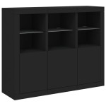 vidaXL Servantă cu lumini LED, 3 buc., negru, lemn prelucrat vidaXL Servantă cu lumini LED, 3 buc., negru, lemn prelucrat