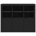 vidaXL Servantă cu lumini LED, 3 buc., negru, lemn prelucrat vidaXL Servantă cu lumini LED, 3 buc., negru, lemn prelucrat