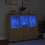 vidaXL Servantă cu lumini LED, 3 buc., stejar sonoma, lemn prelucrat vidaXL Servantă cu lumini LED, 3 buc., stejar sonoma, lemn prelucrat
