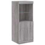 vidaXL Servantă cu lumini LED, 3 buc., gri sonoma, lemn prelucrat