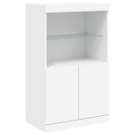 vidaXL Servantă cu lumini LED, 3 buc., alb, lemn prelucrat