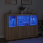 vidaXL Servantă cu lumini LED, 3 buc., stejar sonoma, lemn prelucrat
