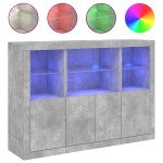 vidaXL Servantă cu lumini LED, 3 buc., gri beton, lemn prelucrat vidaXL Servantă cu lumini LED, 3 buc., gri beton, lemn prelucrat