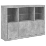 vidaXL Servantă cu lumini LED, 3 buc., gri beton, lemn prelucrat vidaXL Servantă cu lumini LED, 3 buc., gri beton, lemn prelucrat