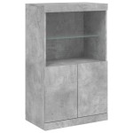 vidaXL Servantă cu lumini LED, 3 buc., gri beton, lemn prelucrat vidaXL Servantă cu lumini LED, 3 buc., gri beton, lemn prelucrat