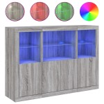 vidaXL Servantă cu lumini LED, 3 buc., gri sonoma, lemn prelucrat vidaXL Servantă cu lumini LED, 3 buc., gri sonoma, lemn prelucrat