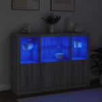 vidaXL Servantă cu lumini LED, 3 buc., gri sonoma, lemn prelucrat vidaXL Servantă cu lumini LED, 3 buc., gri sonoma, lemn prelucrat