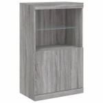 vidaXL Servantă cu lumini LED, 3 buc., gri sonoma, lemn prelucrat vidaXL Servantă cu lumini LED, 3 buc., gri sonoma, lemn prelucrat