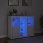 vidaXL Servantă cu lumini LED, 3 buc., alb, lemn prelucrat
