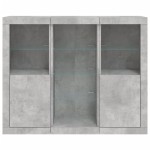 vidaXL Servantă cu lumini LED, 3 buc., gri beton, lemn prelucrat