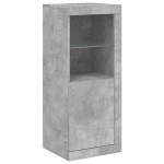 vidaXL Servantă cu lumini LED, 3 buc., gri beton, lemn prelucrat