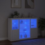 vidaXL Servantă cu lumini LED, 3 buc., alb, lemn prelucrat