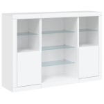 vidaXL Servantă cu lumini LED, 3 buc., alb, lemn prelucrat