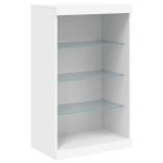 vidaXL Servantă cu lumini LED, 3 buc., alb, lemn prelucrat
