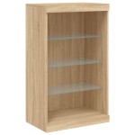 vidaXL Servantă cu lumini LED, 3 buc., stejar sonoma, lemn prelucrat